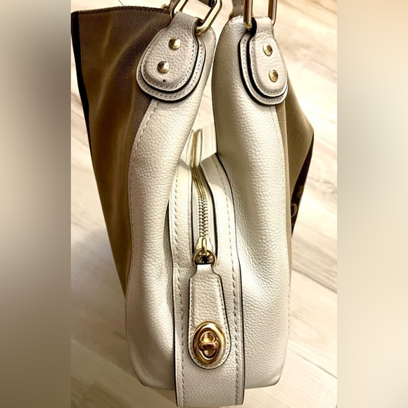 Coach Brown and White Shoulder Bag